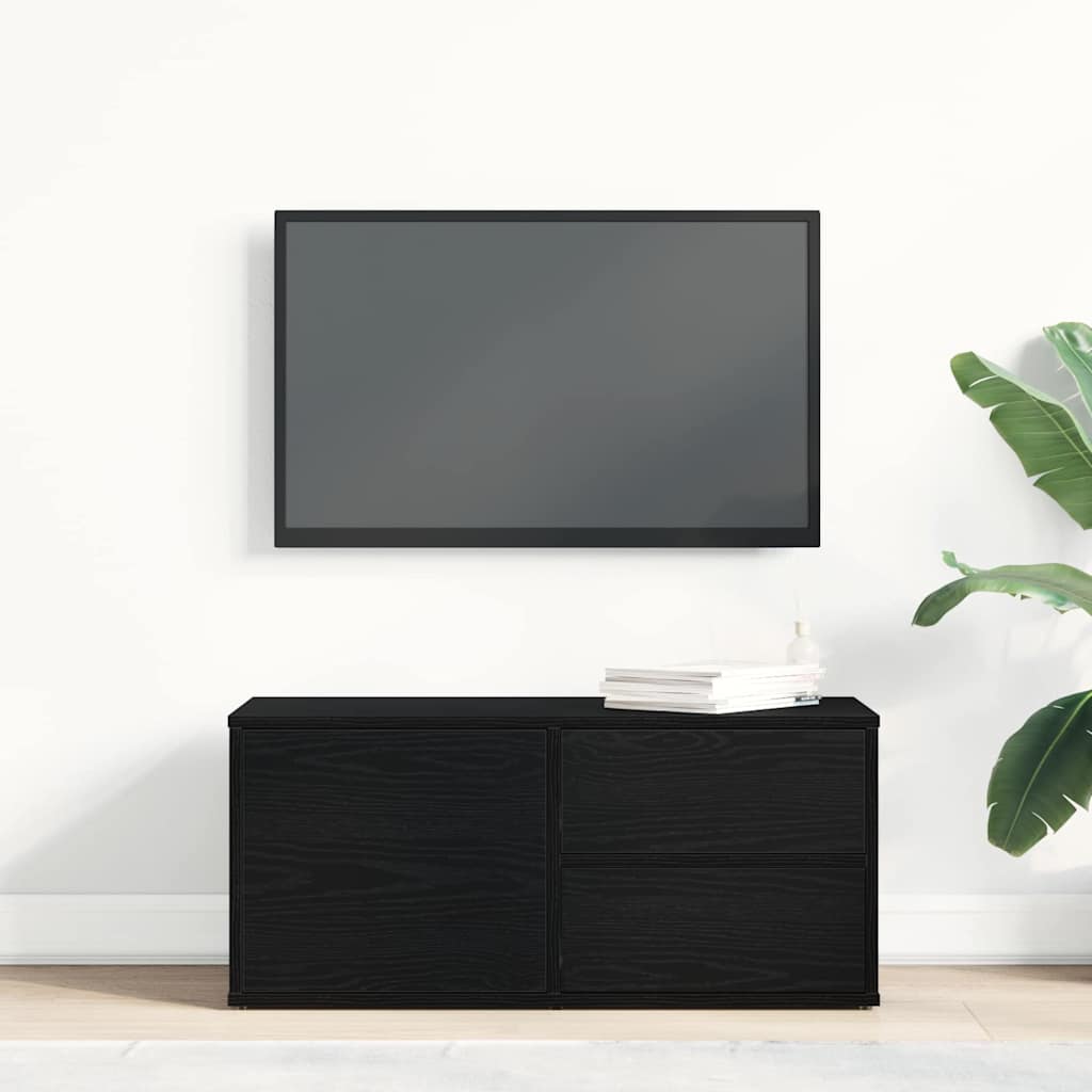 TV-bord med skuffe Sort 80 x 34 x 35.5 cm Konstrueret træ