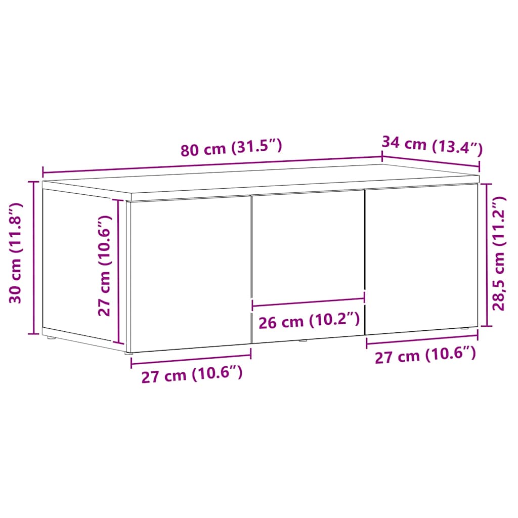 TV-bord med skuffe Sort 80 x 34 x 30 cm Konstrueret træ