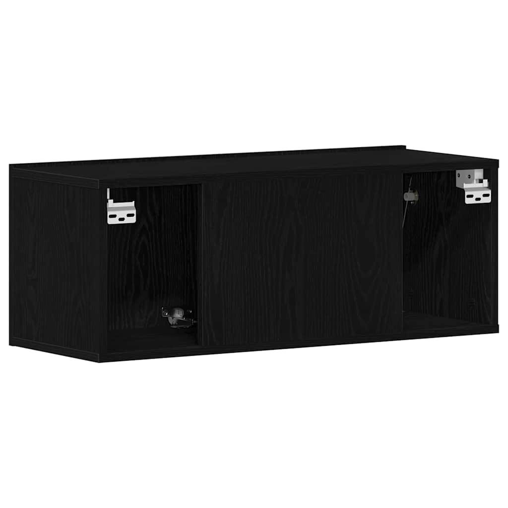TV skabe Vægmonteret Sort eg 80 x 30 x 30 cm Konstrueret træ