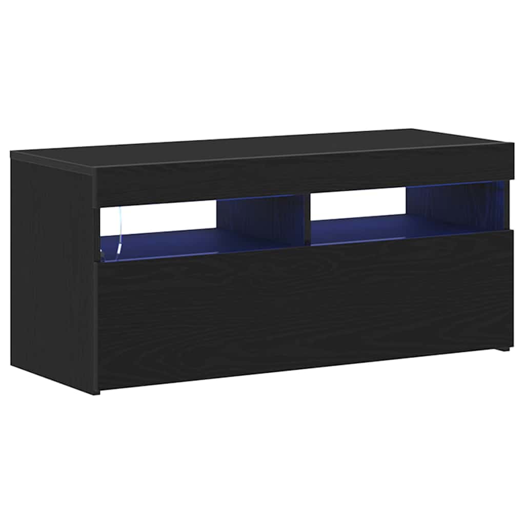 TV-skab Sort 90 x 35 x 40 cm Konstrueret træ