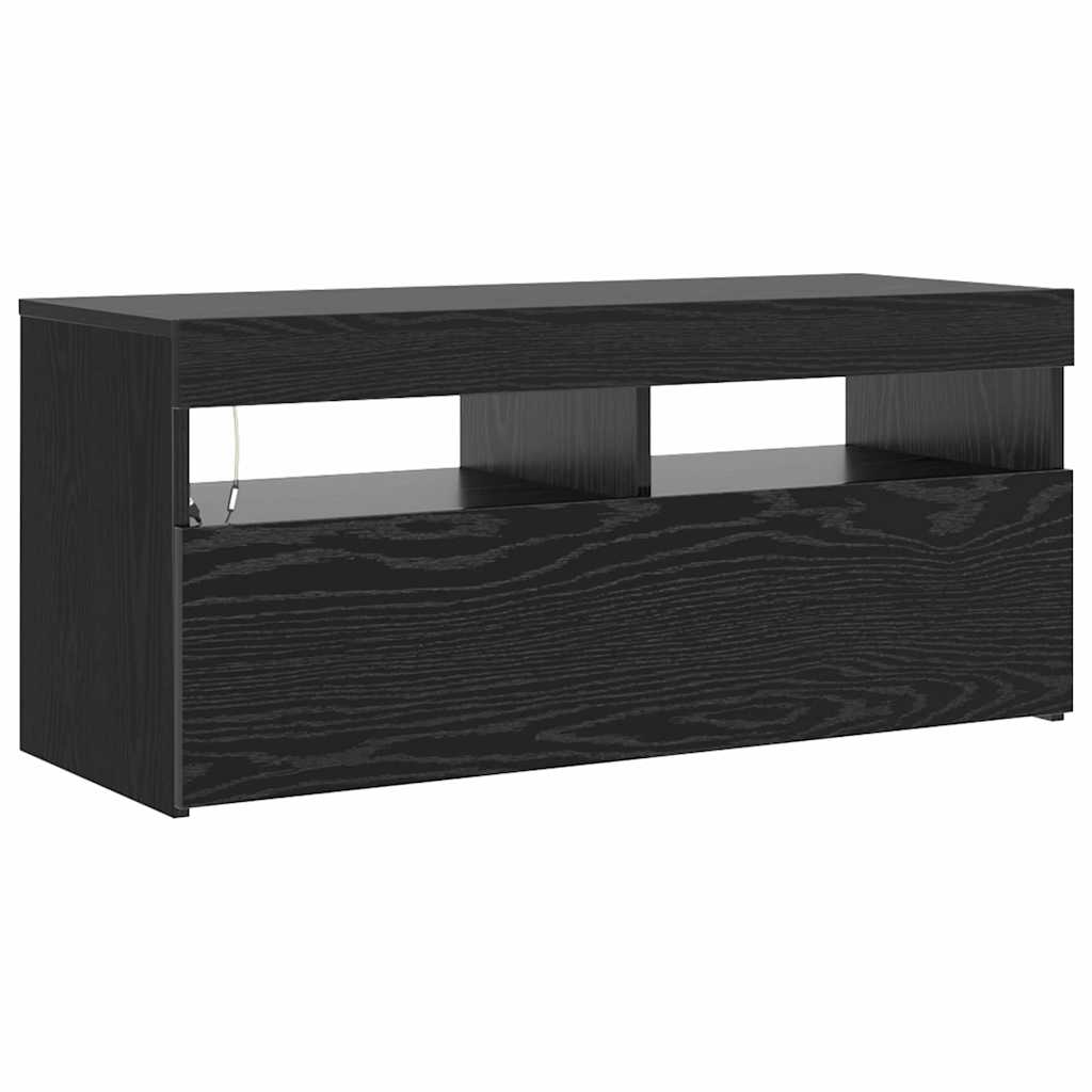 TV-skab Sort 90 x 35 x 40 cm Konstrueret træ