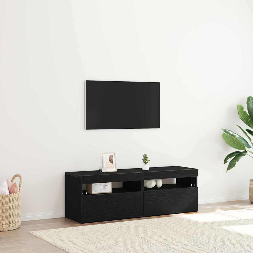 TV-skab 2 pcs Sort 60 x 35 x 40 cm Konstrueret træ