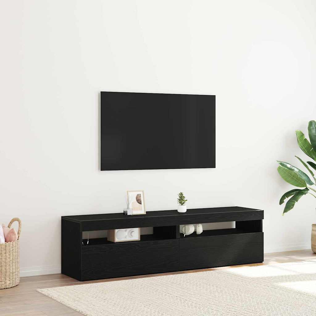 TV-skab 2 pcs Sort 75 x 35 x 40 cm Konstrueret træ