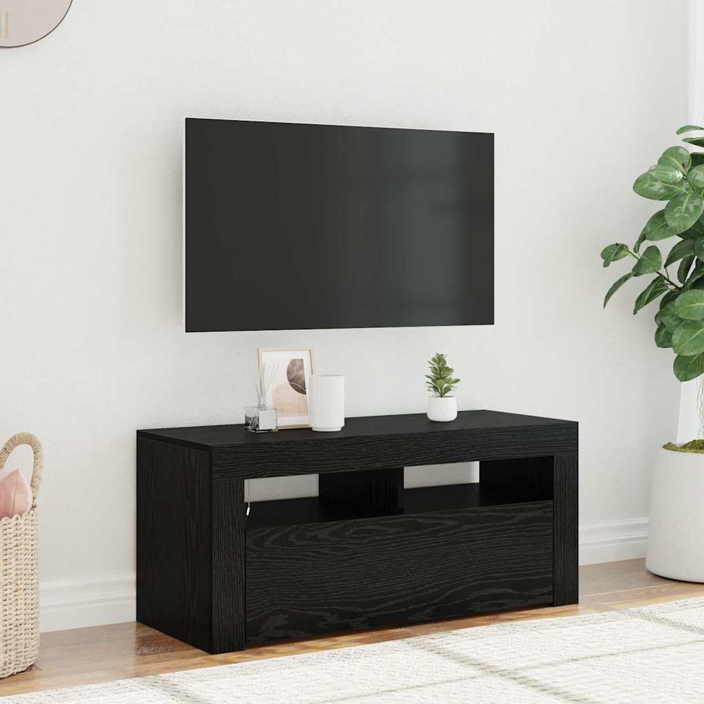TV-skab Sort 90 x 35 x 40 cm Konstrueret træ