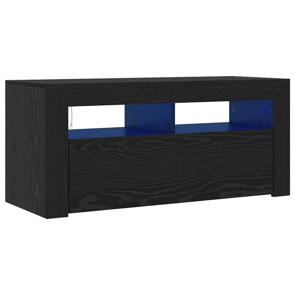 TV-skab Sort 90 x 35 x 40 cm Konstrueret træ