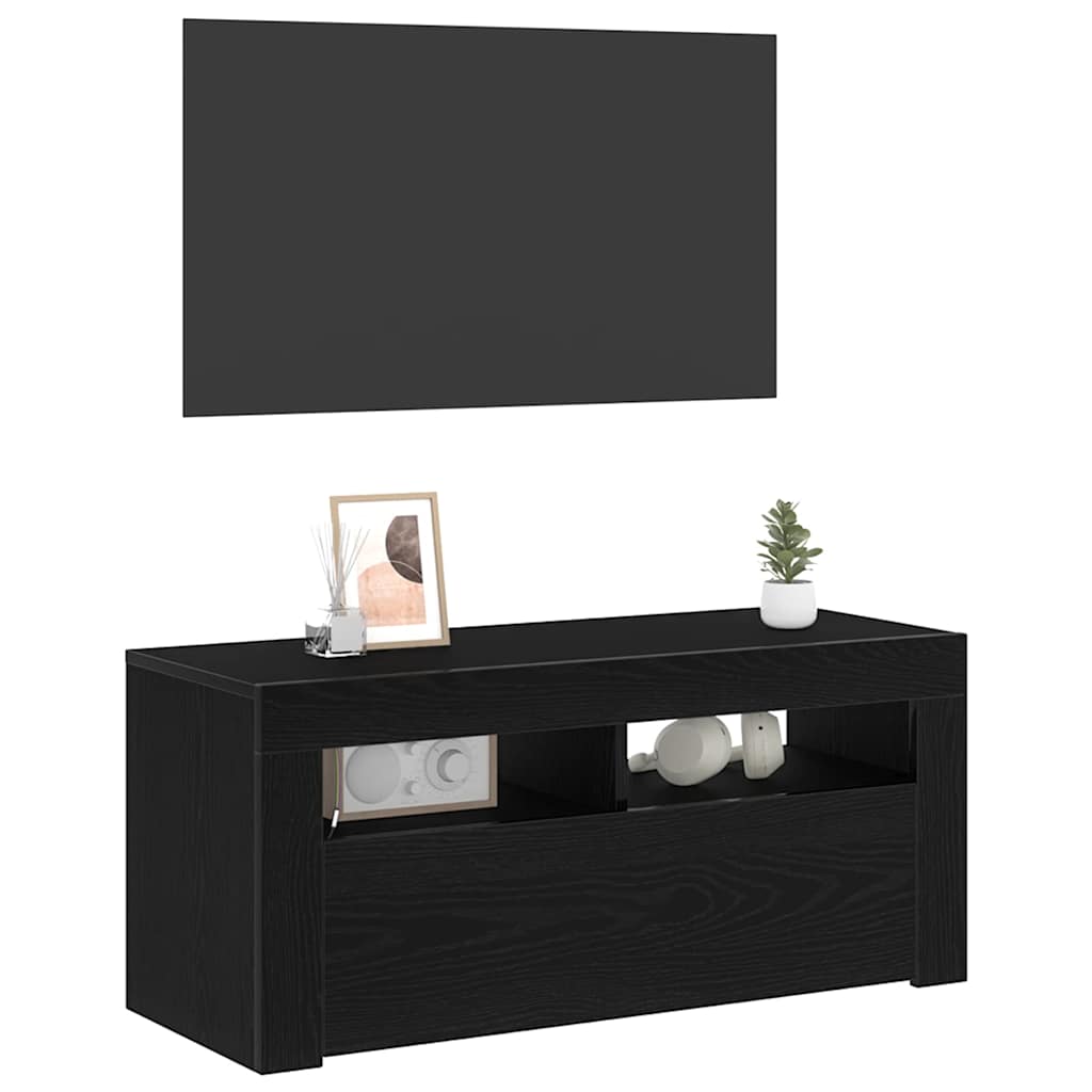 TV-skab Sort 90 x 35 x 40 cm Konstrueret træ