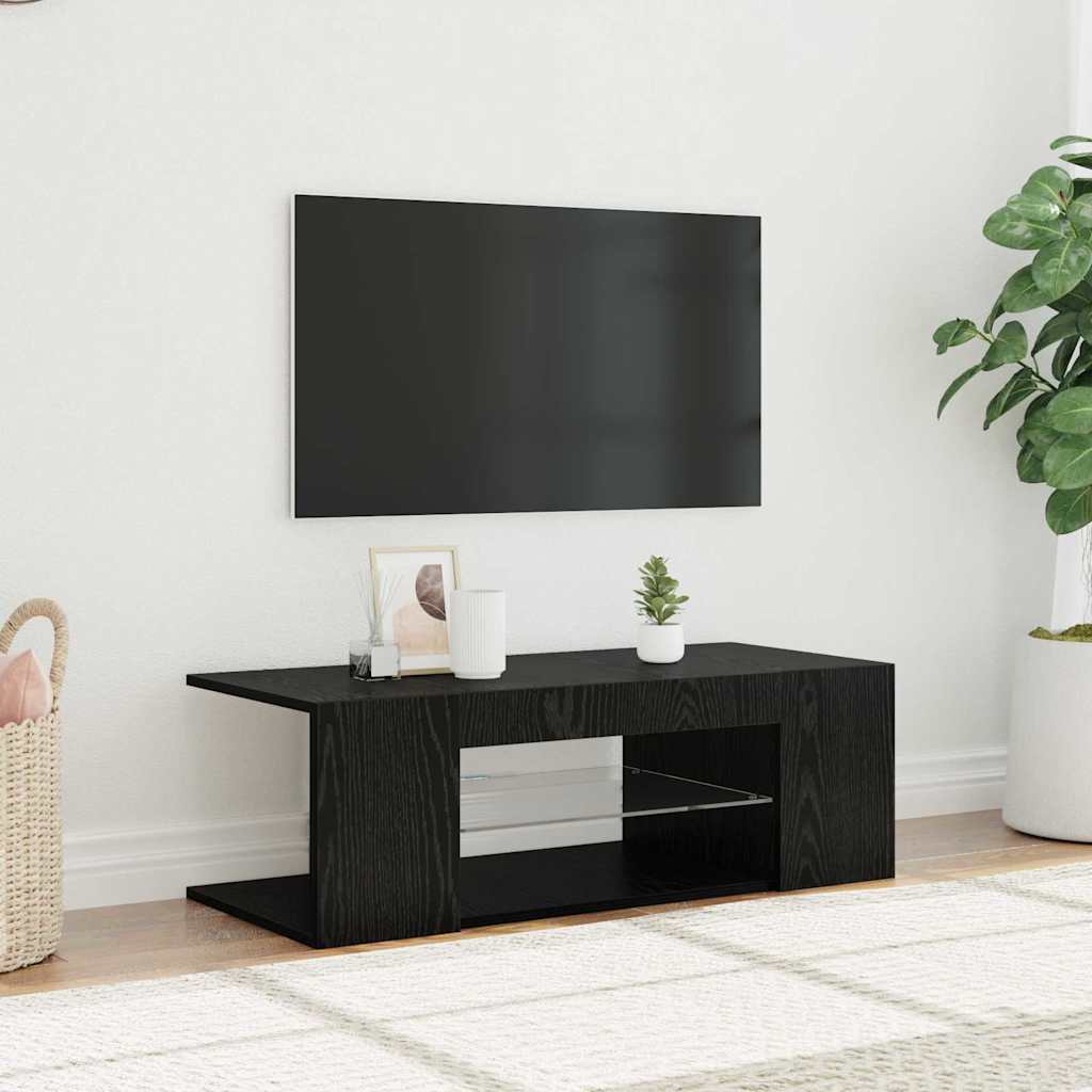 TV-skab Sort 90 x 39 x 30 cm Konstrueret træ