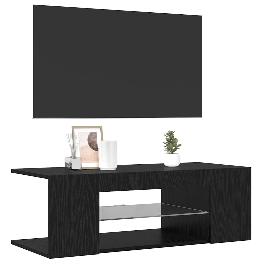 TV-skab Sort 90 x 39 x 30 cm Konstrueret træ