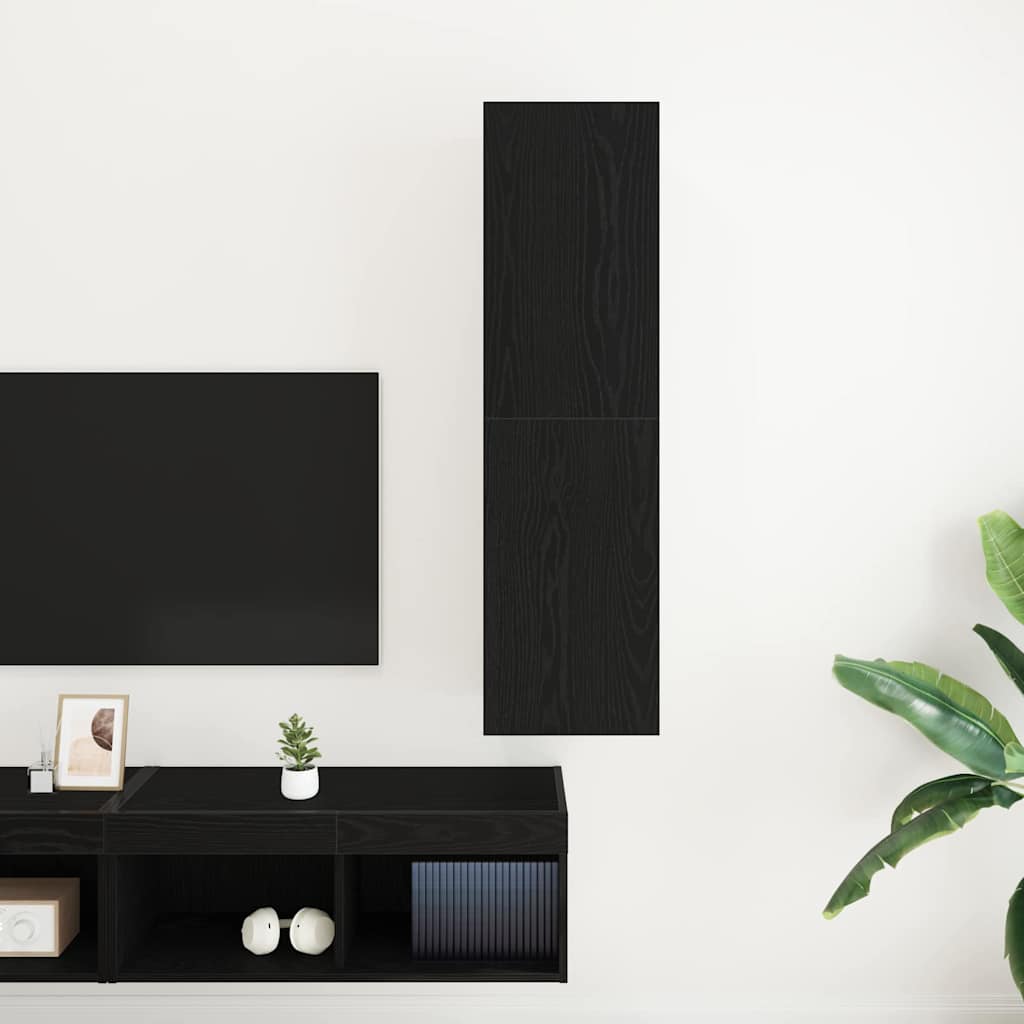 Væghængt TV Skab Sort eg 30.5 x 30 x 110 cm Konstrueret træ