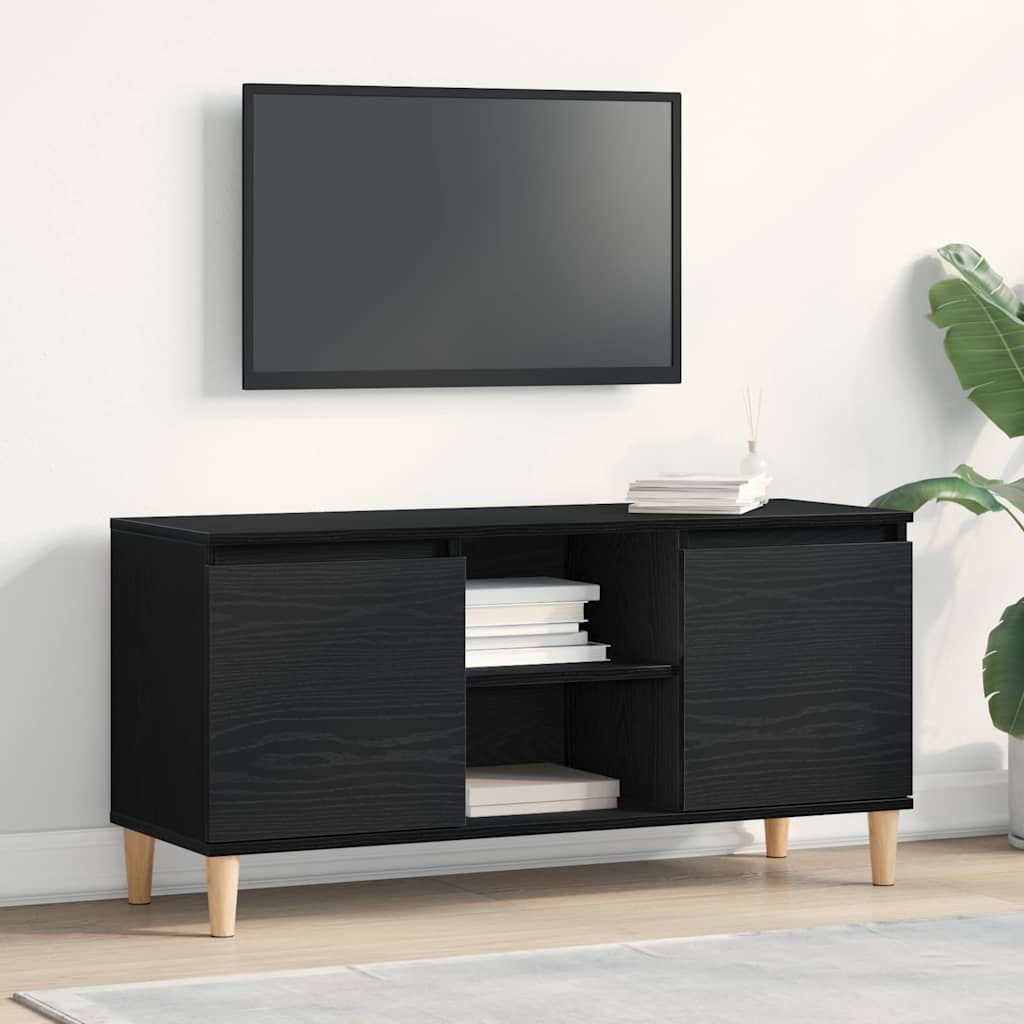 TV-skab Sort 102 x 35 x 50 cm Konstrueret træ