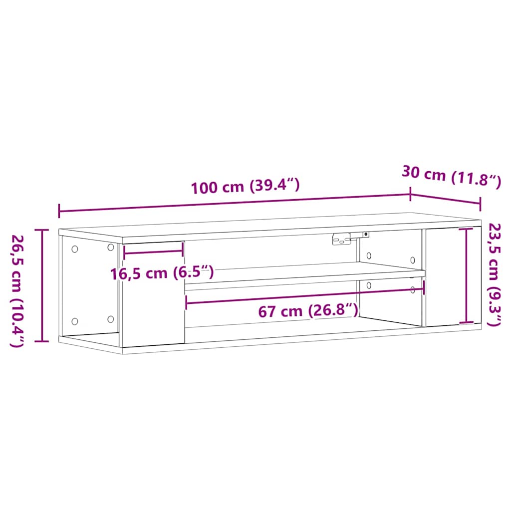 TV-skab Sort 100 x 30 x 26.5 cm Konstrueret træ
