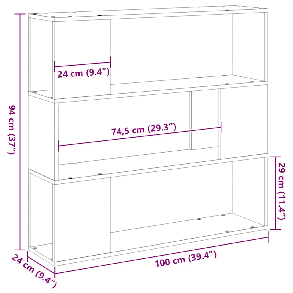 Underholdningscenter Sort 100 x 24 x 94 cm Konstrueret træ