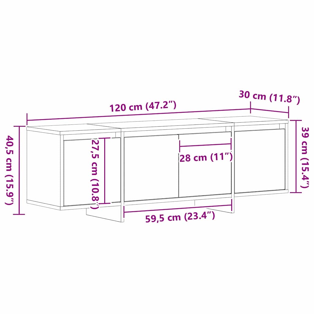TV-skab Sort 120 x 30 x 40.5 cm Konstrueret træ