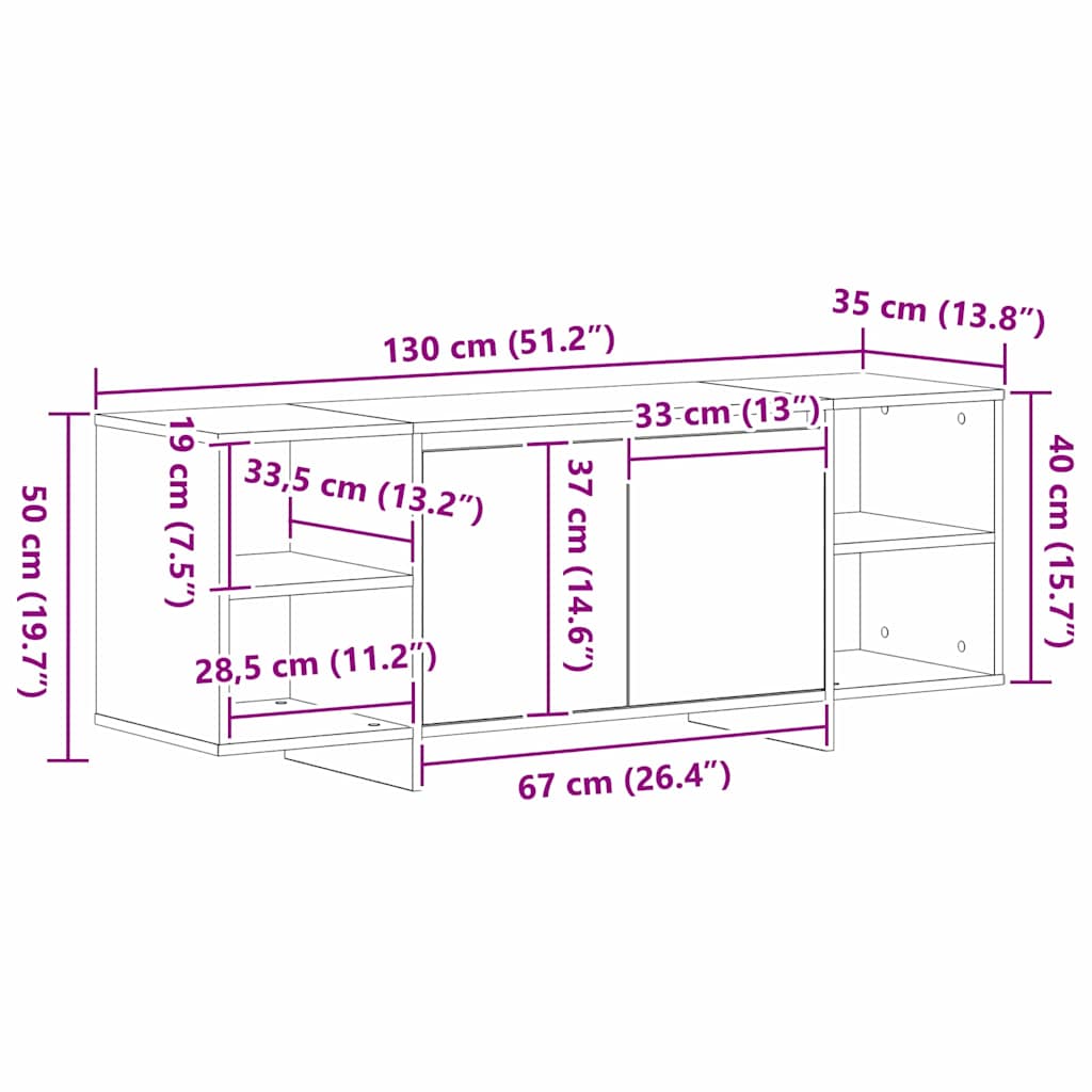 TV-bord Sort 120 x 30 x 40.5 cm Konstrueret træ