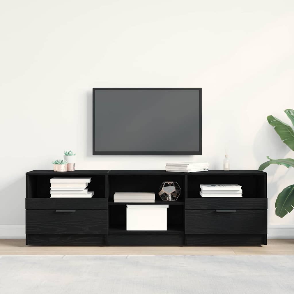 TV-skab med skuffe Sort 150 x 33,5 x 45 cm Konstrueret træ