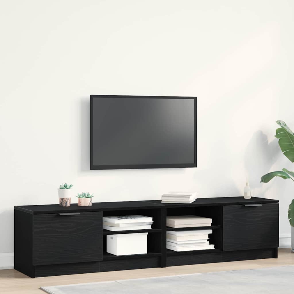 TV-skab 2 pcs Sort 80 x 35 x 36.5 cm Konstrueret træ