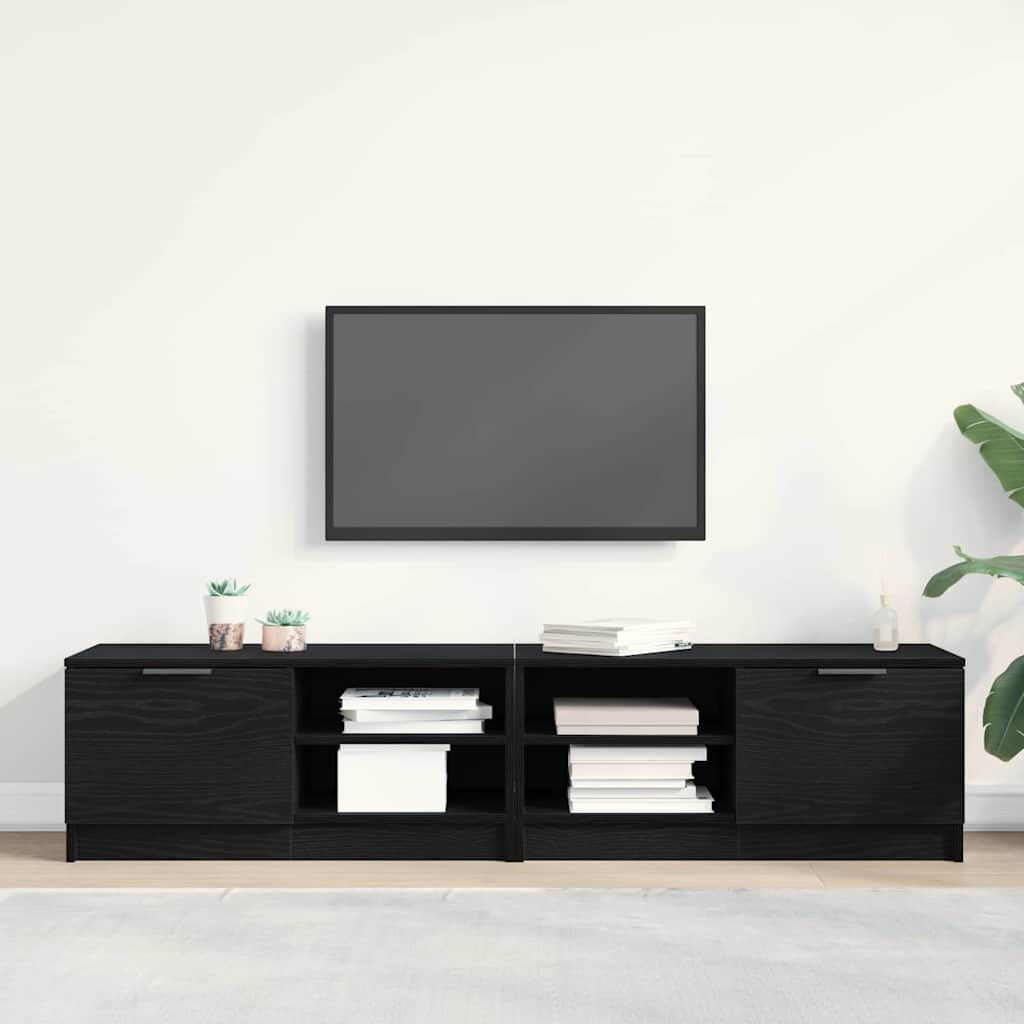 TV-skab 2 pcs Sort 80 x 35 x 36.5 cm Konstrueret træ