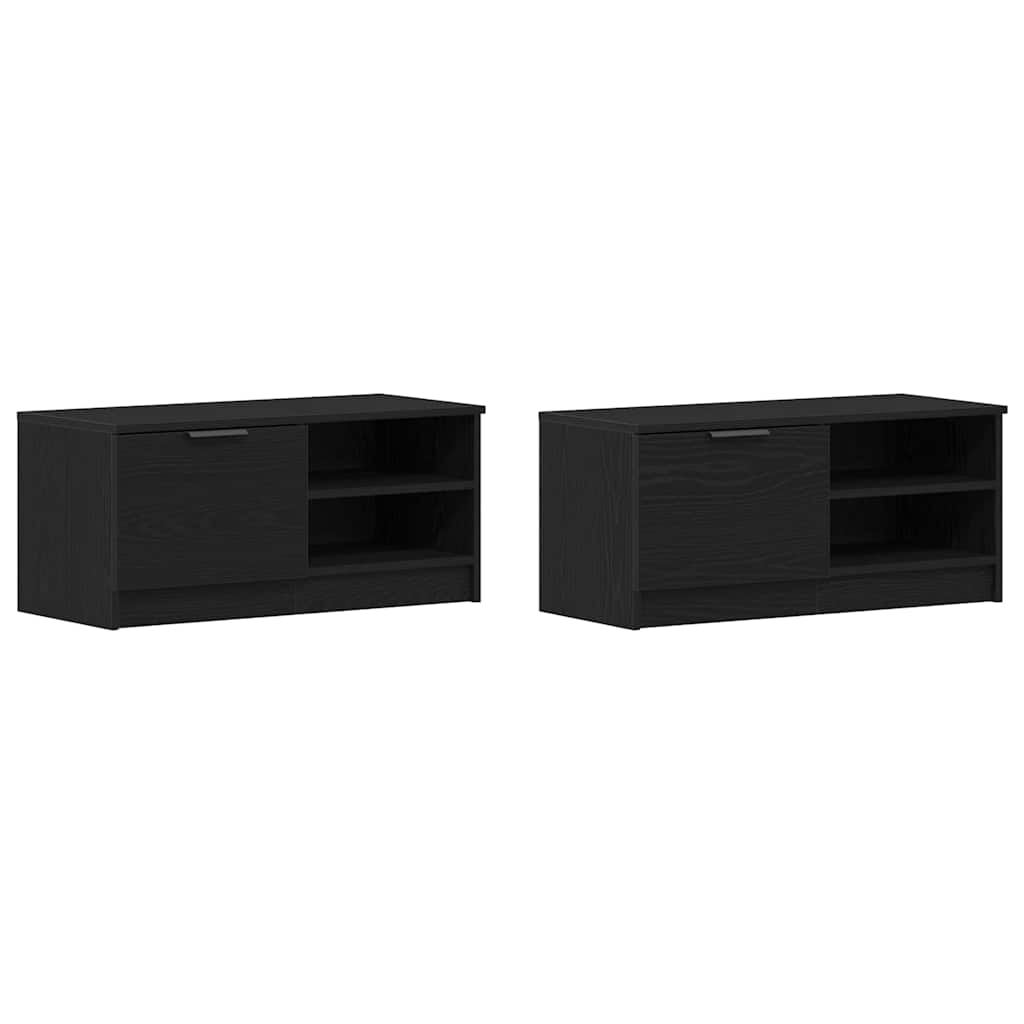 TV-skab 2 pcs Sort 80 x 35 x 36.5 cm Konstrueret træ
