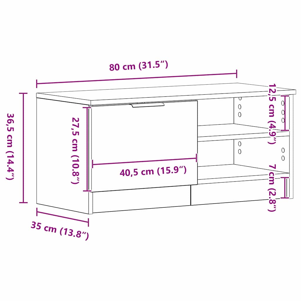 TV-skab 2 pcs Sort 80 x 35 x 36.5 cm Konstrueret træ