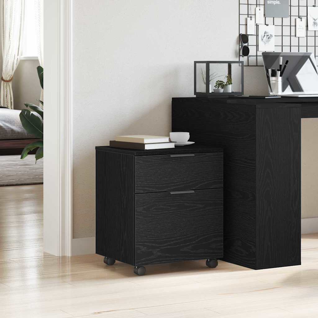 Fil kabinett med skuffe Sort eg 45 x 38 x 54 cm Konstrueret træ