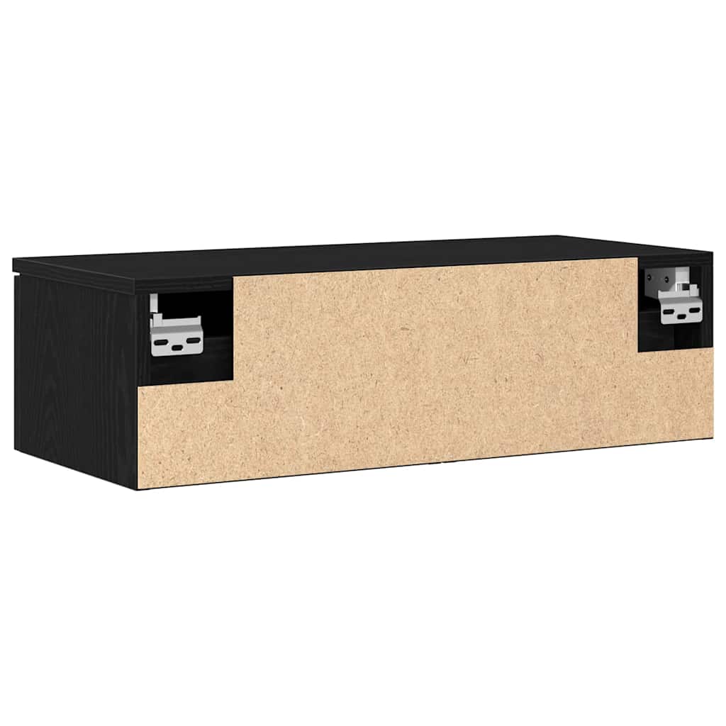 Vægskab med skuffe Sort eg 68 x 30 x 20 cm Konstrueret træ