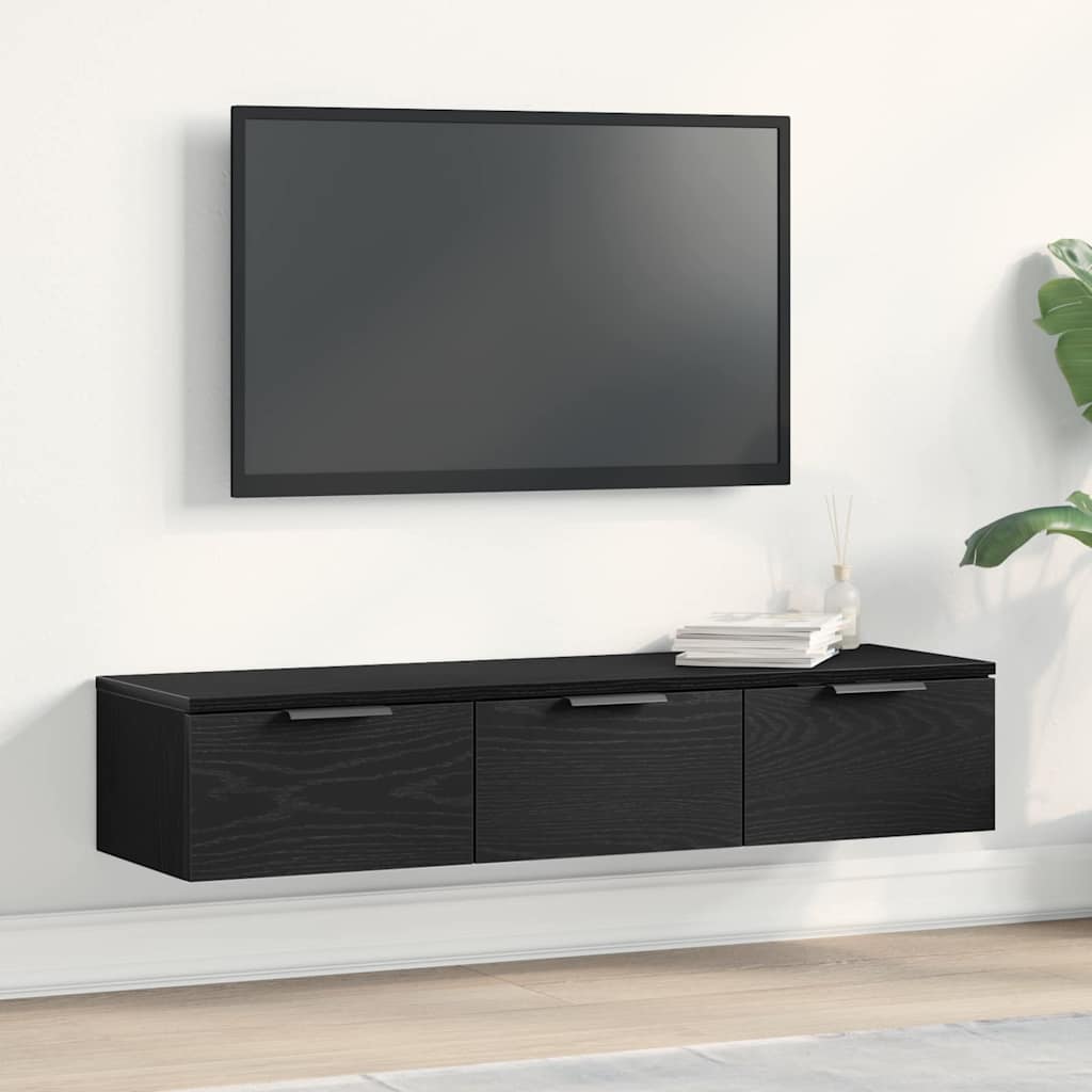 Vægskab med skuffe Sort eg 102 x 30 x 20 cm Konstrueret træ