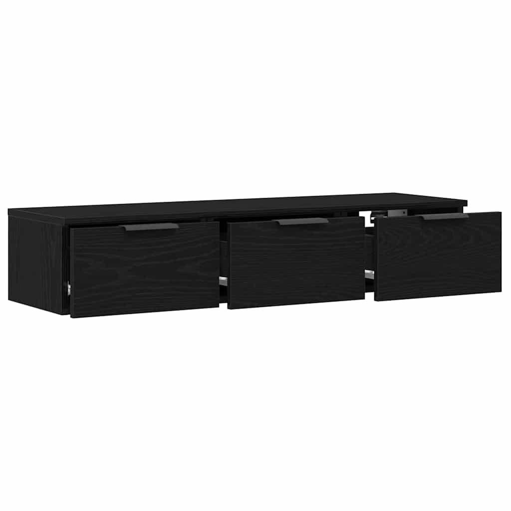 Vægskab med skuffe Sort eg 102 x 30 x 20 cm Konstrueret træ