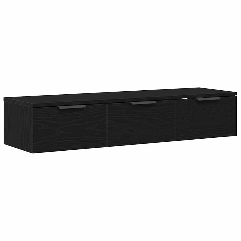 Vægskab med skuffe Sort eg 102 x 30 x 20 cm Konstrueret træ