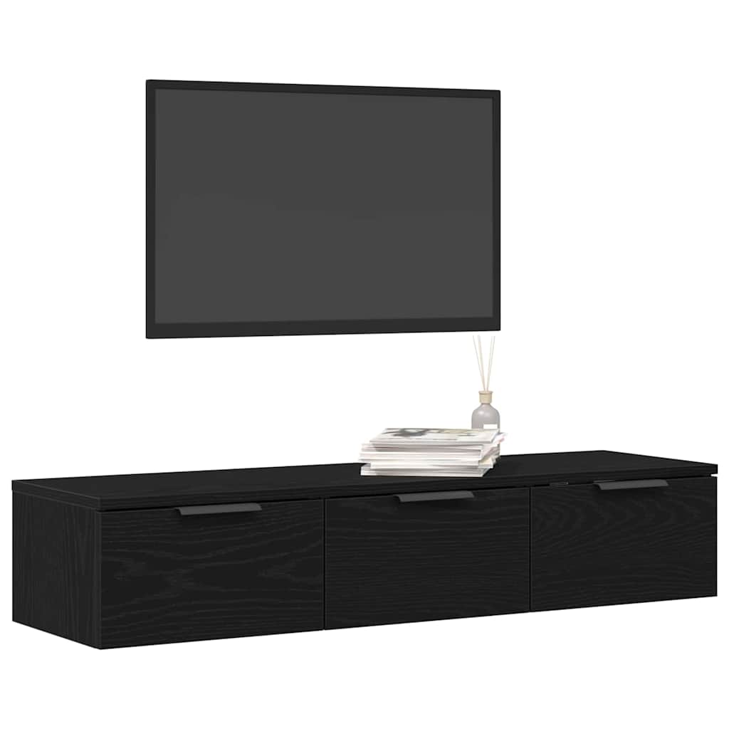 Vægskab med skuffe Sort eg 102 x 30 x 20 cm Konstrueret træ