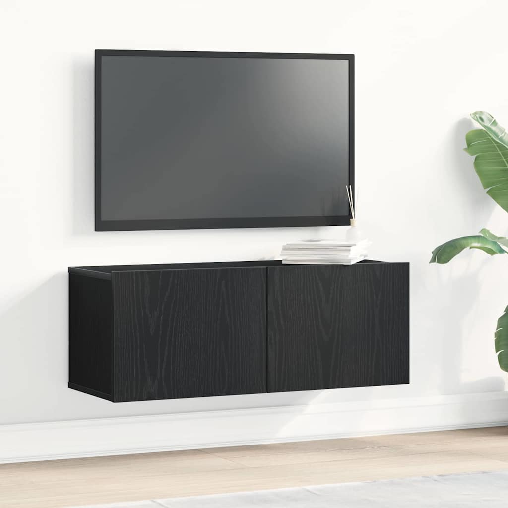 TV skabe 2 pcs Sort eg 80 x 30 x 30 cm Konstrueret træ