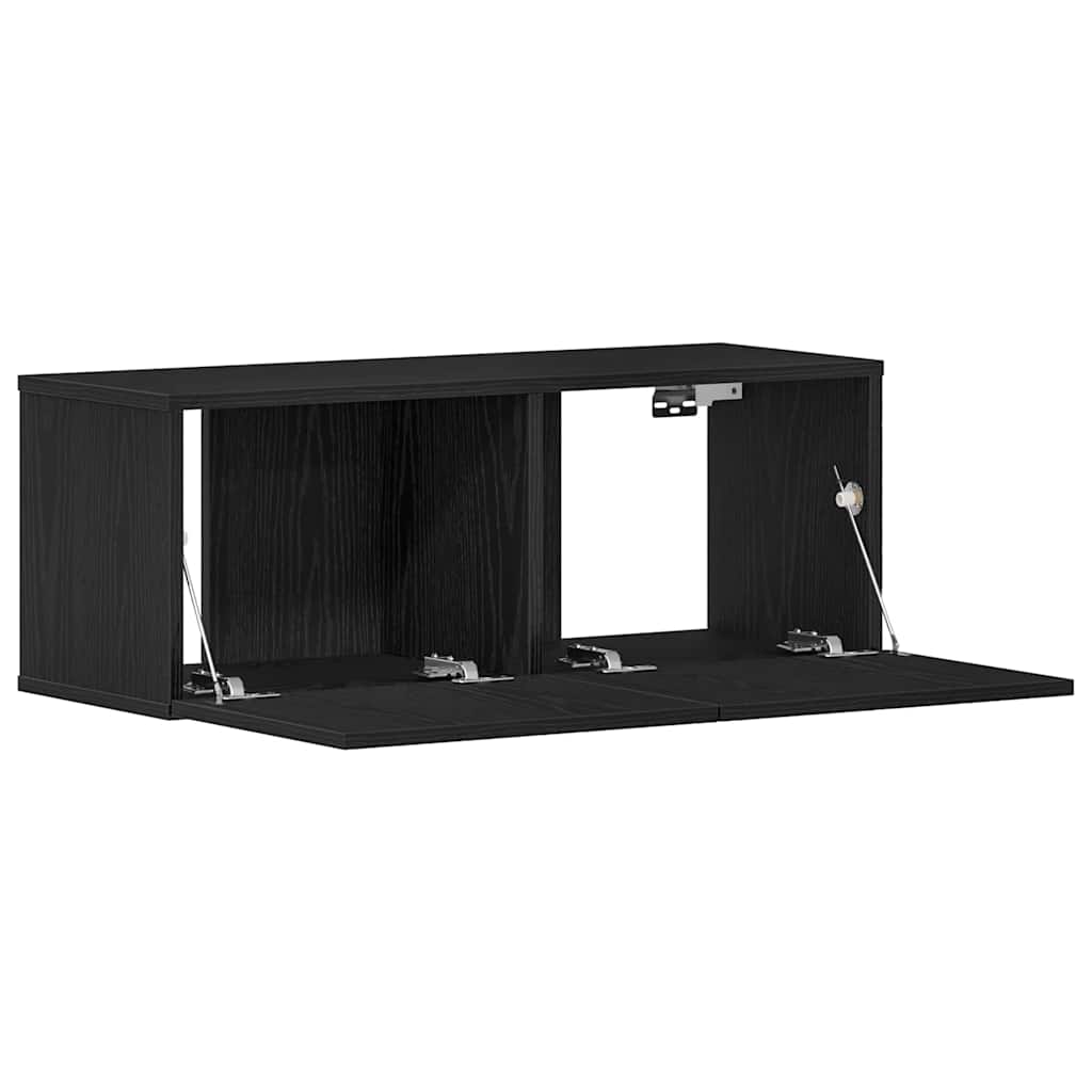TV skabe 2 pcs Sort eg 80 x 30 x 30 cm Konstrueret træ