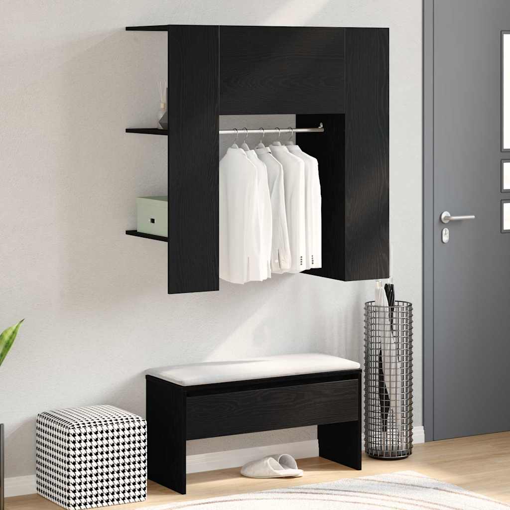 Gangskab med hylde Sort eg 97,5 x 37 x 99 cm Konstrueret træ