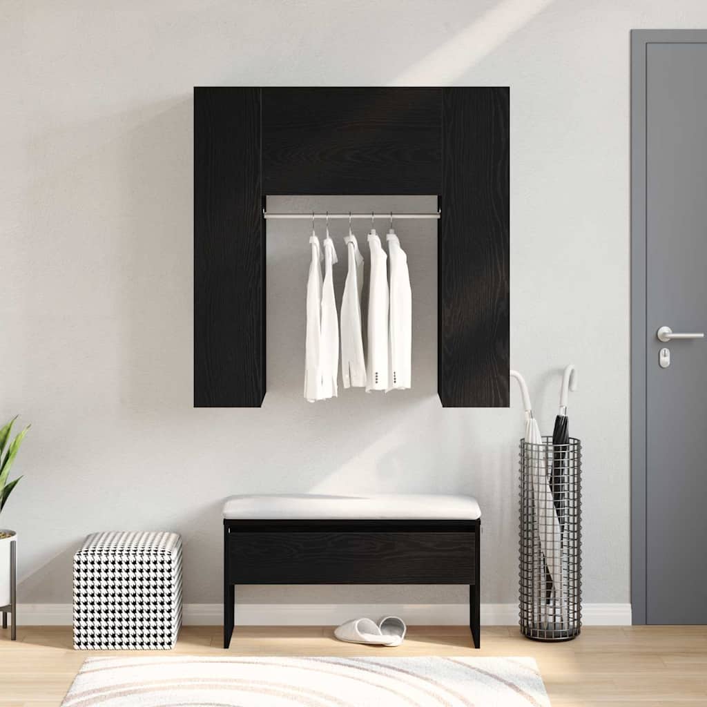 Gangskab med hylde Sort eg 97,5 x 37 x 99 cm Konstrueret træ