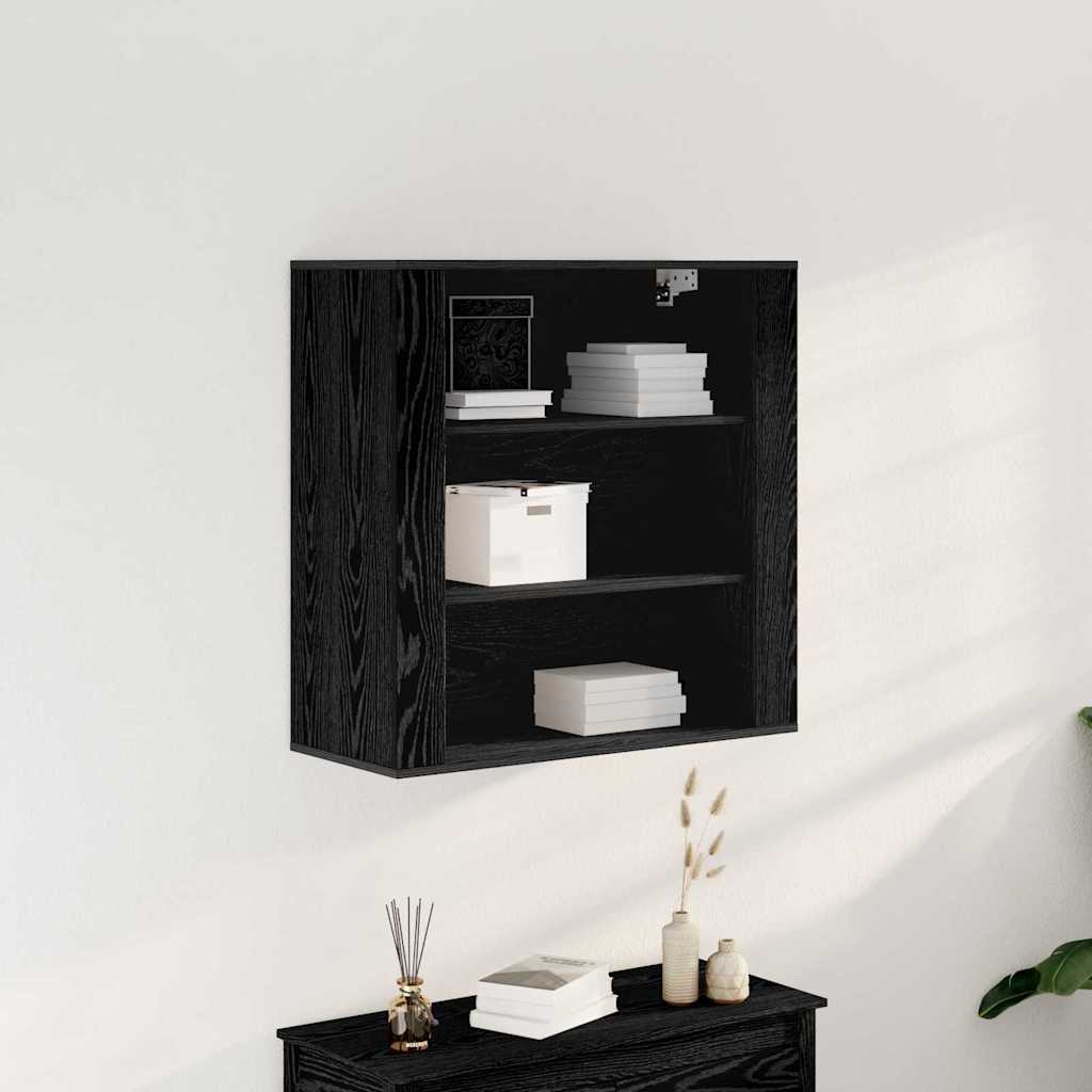 Vægskab med hylde Sort eg 80 x 33 x 80 cm Konstrueret træ