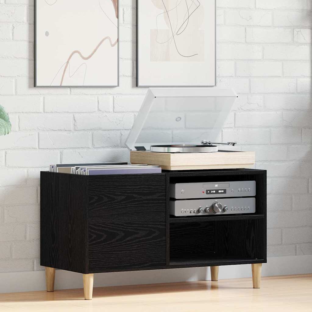 Pladeskab med hylde Sort eg 84.5 x 38 x 48 cm Konstrueret træ