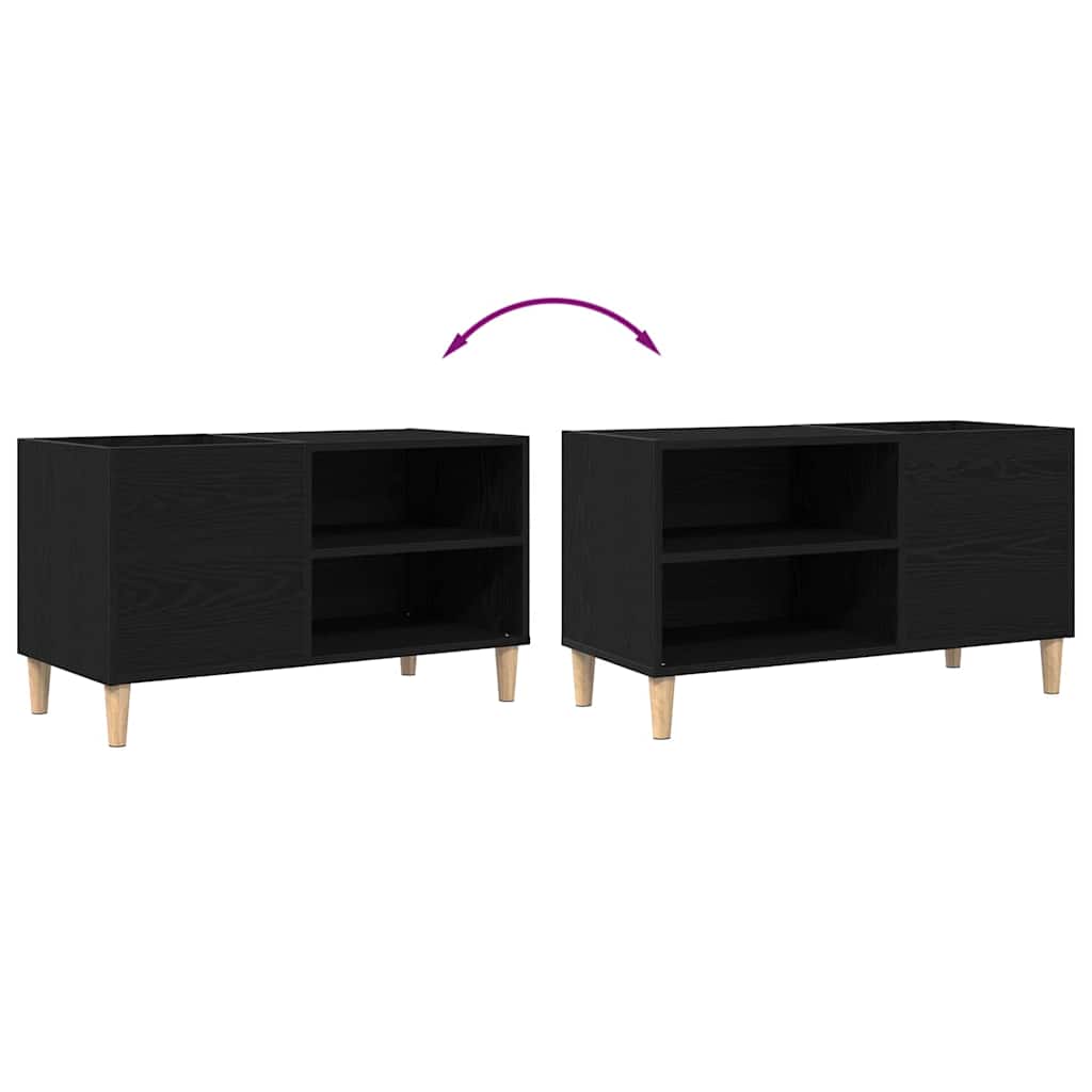 Pladeskab med hylde Sort eg 84.5 x 38 x 48 cm Konstrueret træ