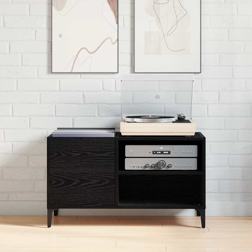 Pladeskab med hylde Sort eg 84.5 x 38 x 48 cm Konstrueret træ