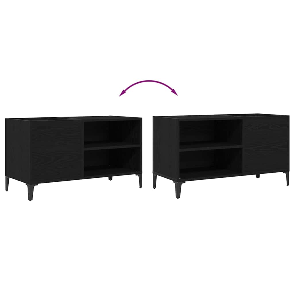 Pladeskab med hylde Sort eg 84.5 x 38 x 48 cm Konstrueret træ