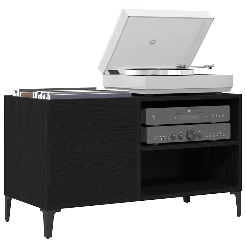 Pladeskab med hylde Sort eg 84.5 x 38 x 48 cm Konstrueret træ