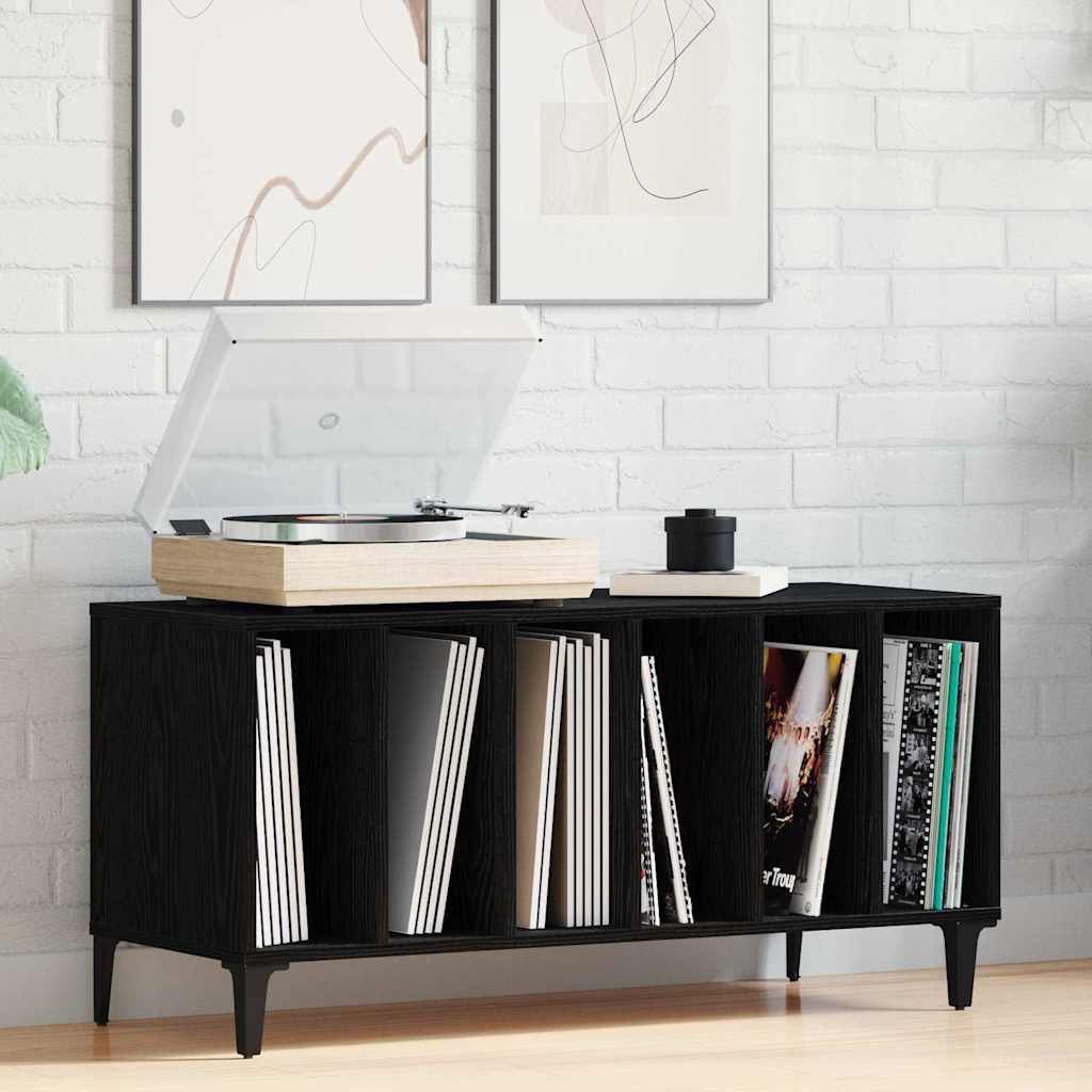 Pladeskab med hylde Sort eg 100 x 38 x 48 cm Konstrueret træ