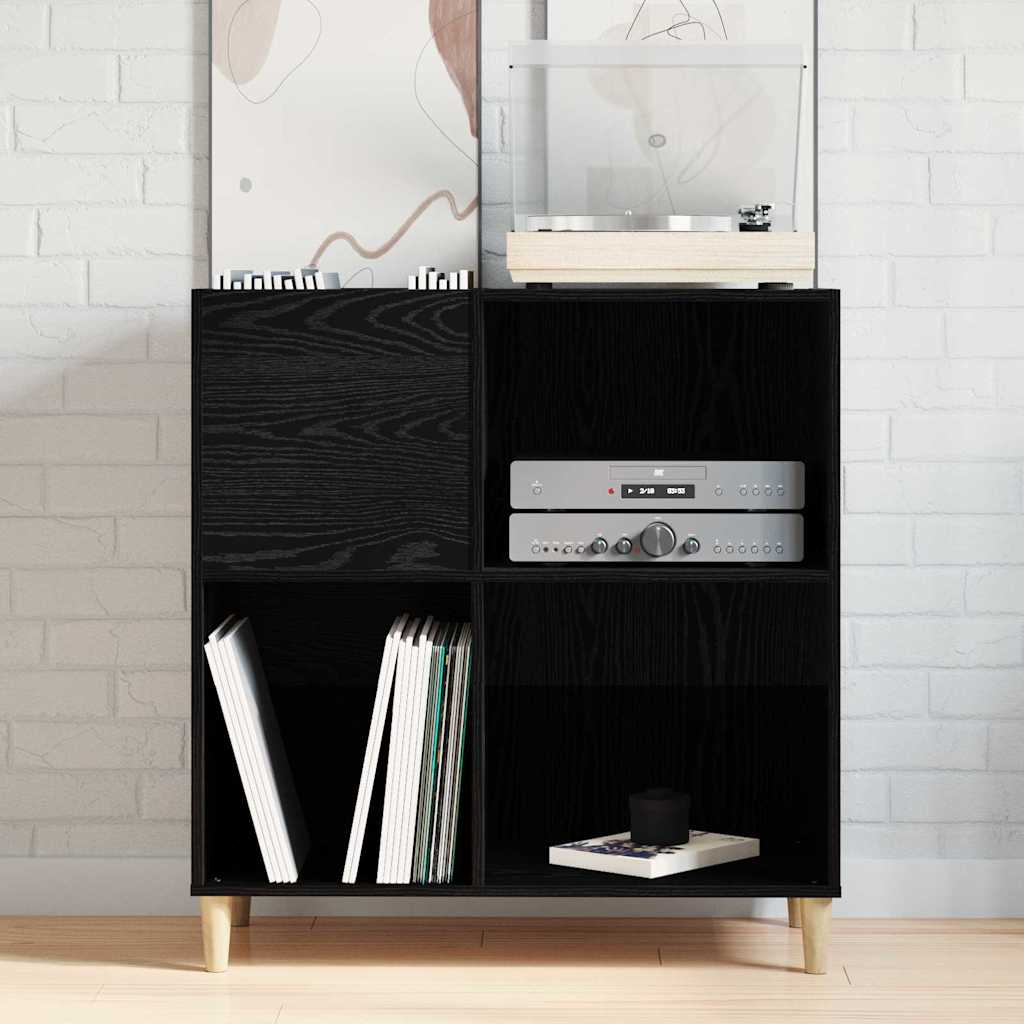 Pladeskab med hylde Sort eg 84.5 x 38 x 89 cm Konstrueret træ