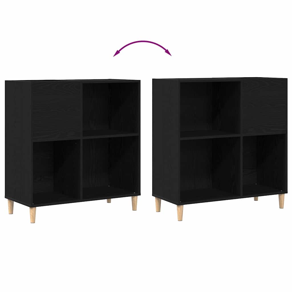Pladeskab med hylde Sort eg 84.5 x 38 x 89 cm Konstrueret træ