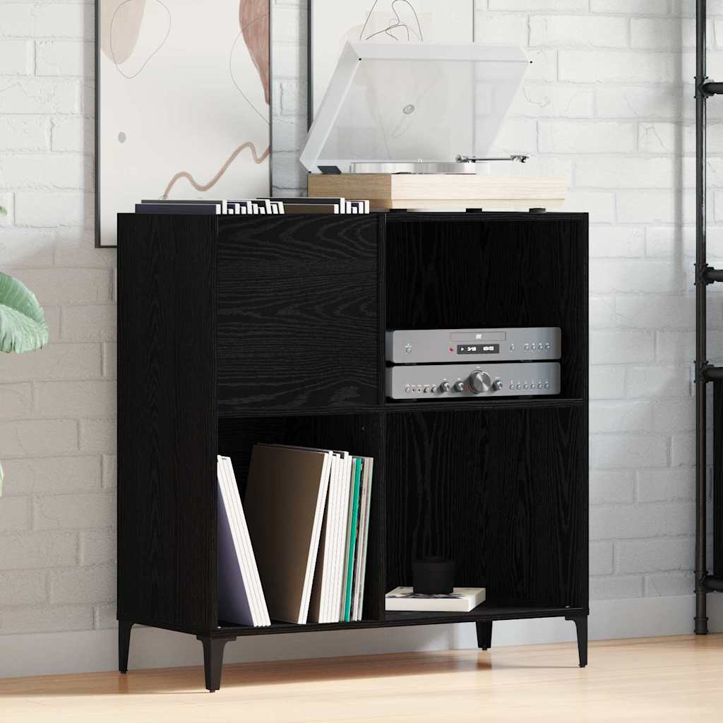 Pladeskab med hylde Sort eg 84.5 x 38 x 89 cm Konstrueret træ