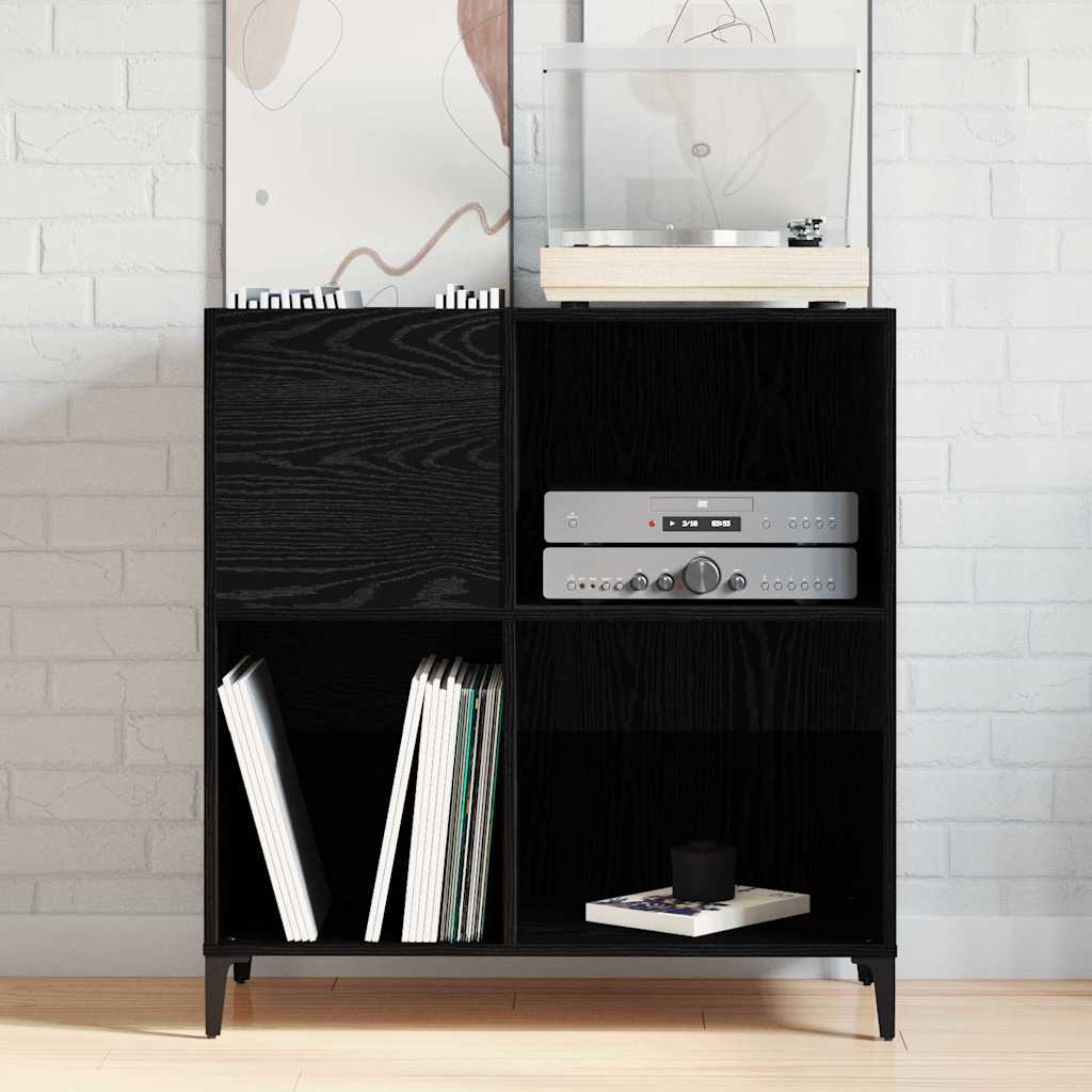 Pladeskab med hylde Sort eg 84.5 x 38 x 89 cm Konstrueret træ