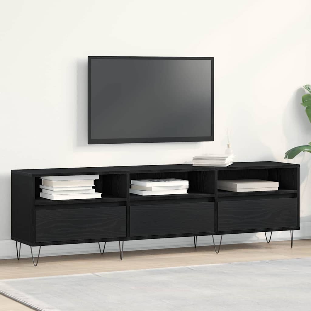TV-skab Sort eg 150 x 30 x 44.5 cm Konstrueret træ
