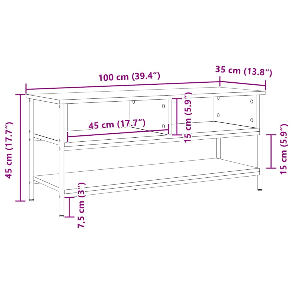 TV-skab Sort eg 100 x 35 x 45 cm Konstrueret træ