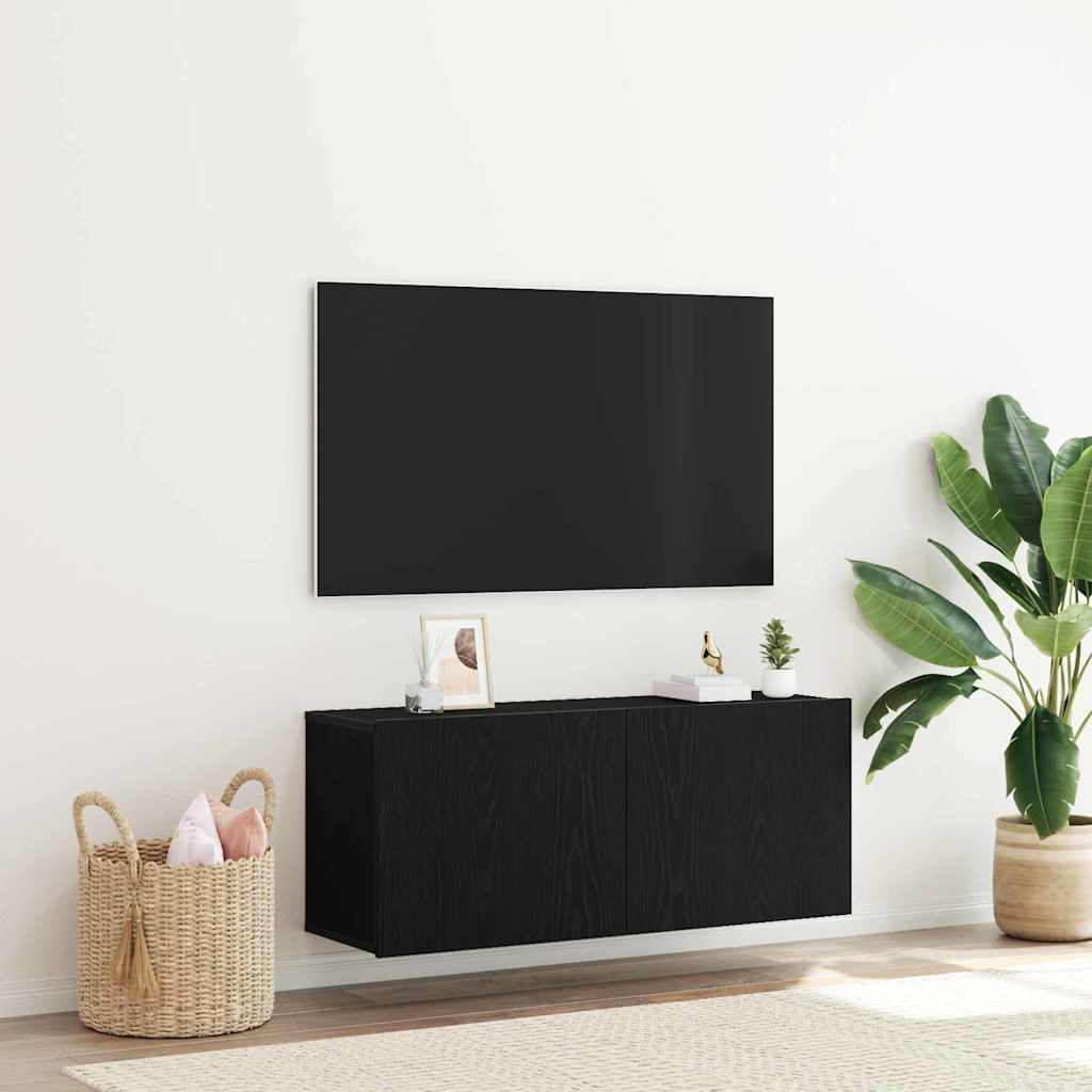 TV-skab Vægmonteret Sort eg 100 x 30 x 41 cm Konstrueret træ