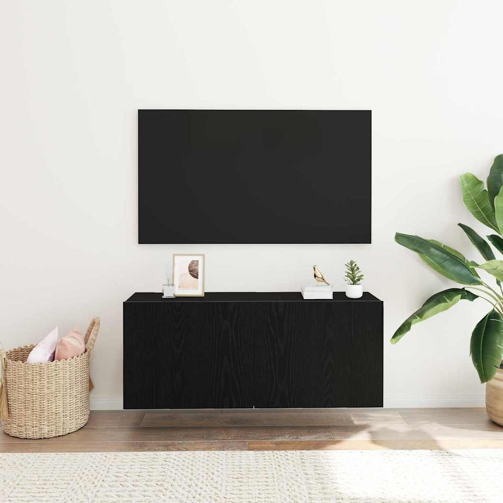 TV-skab Vægmonteret Sort eg 100 x 30 x 41 cm Konstrueret træ