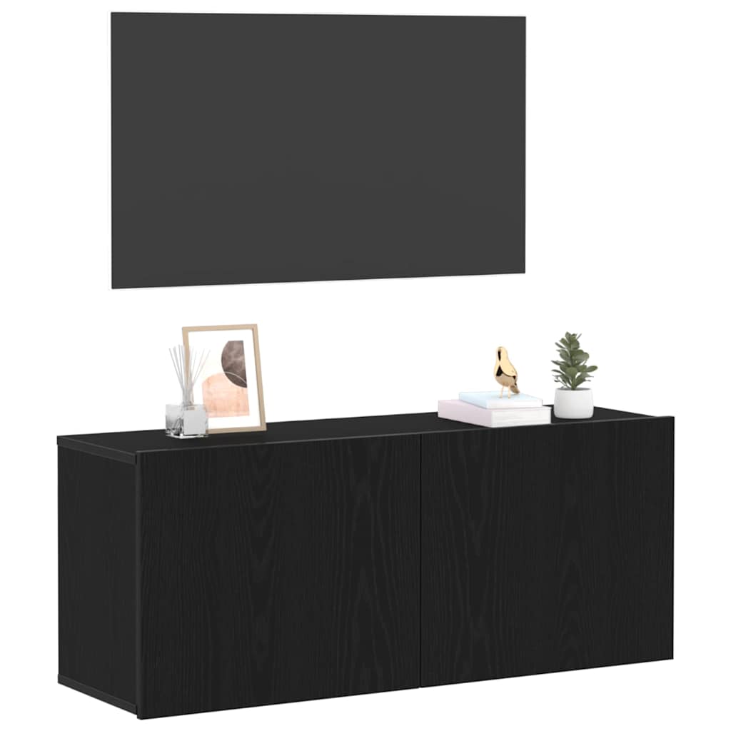 TV-skab Vægmonteret Sort eg 100 x 30 x 41 cm Konstrueret træ
