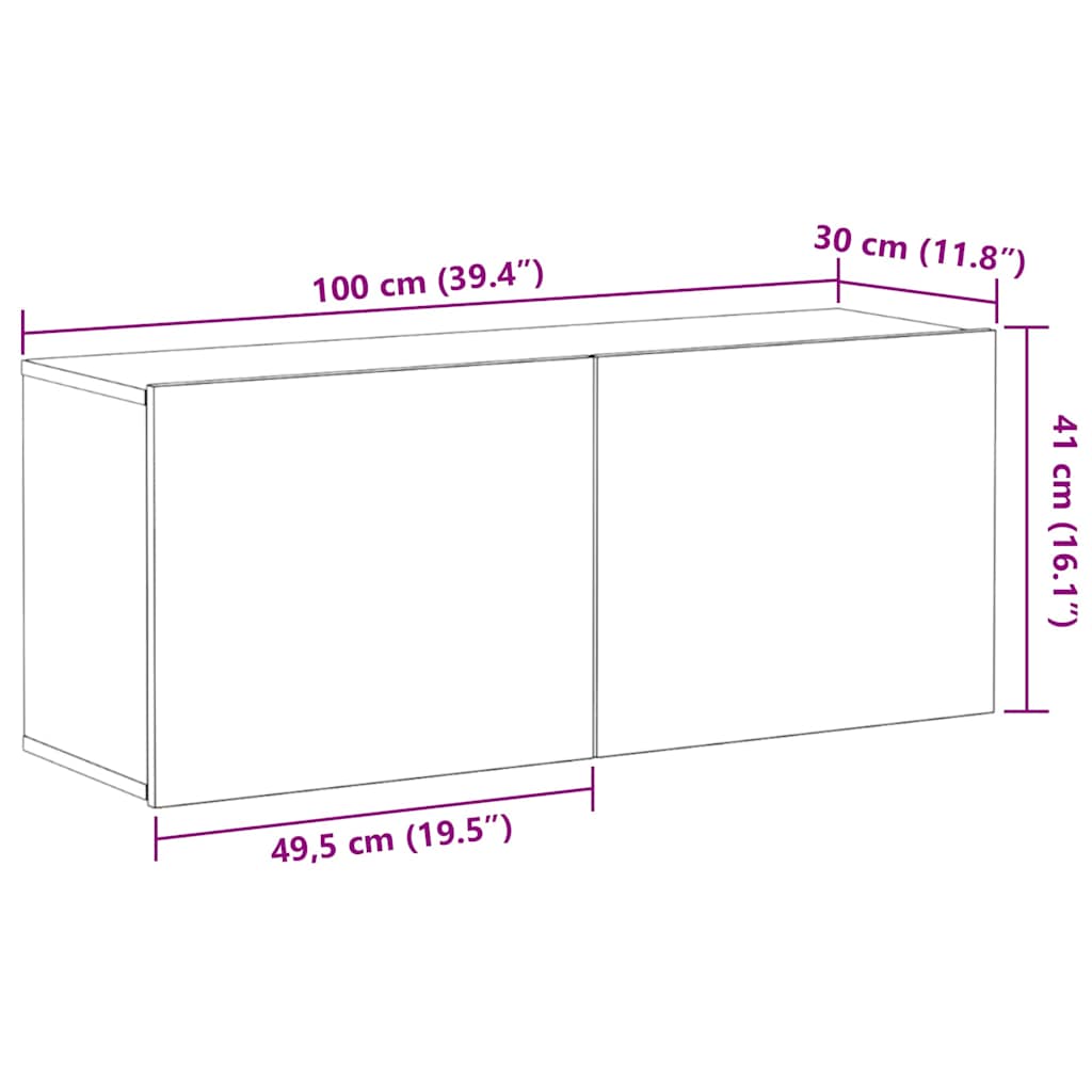 TV-skab Vægmonteret Sort eg 100 x 30 x 41 cm Konstrueret træ